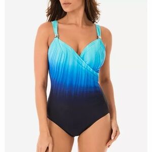 MIRACLESUIT Belle Trois Twilight Siren One Piece Swimsuit Tie Dye Ombre Blue 10